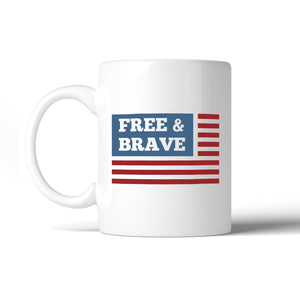 Free & Brave Us Flag 4th Of July Gift Mug Patriotic Gifts For Dad - 365INLOVE