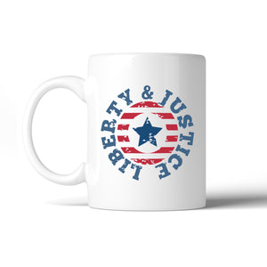 Liberty & Justice American Flag Coffee Mug For Independence Day - 365INLOVE