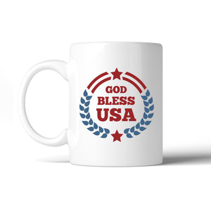 God Bless USA White 11oz Ceramic Mug Unique 4th Of July Gift Mug - 365INLOVE