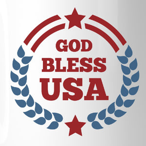 God Bless USA White 11oz Ceramic Mug Unique 4th Of July Gift Mug - 365INLOVE