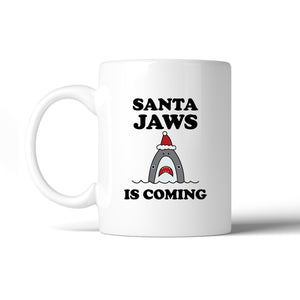 Santa Jaws Is Coming White Mug