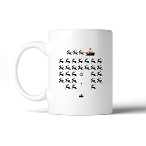 Pixel Game Santa And Rudolph White Mug