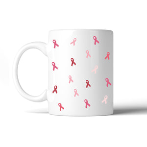 Breast Cancer Ribbon Pattern White Mug