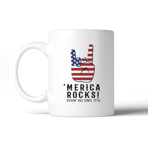 Merica Rocks Kickin' Ass 11 Oz Ceramic Coffee Mug 4th of July Gifts