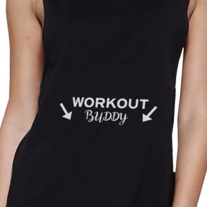 Workout Buddy Black Muscle Tank Top Work Out Sleeveless Muscle Tee - 365INLOVE