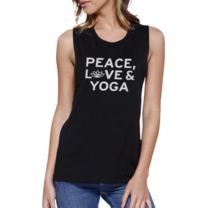 Peace Love Yoga Muscle Tee Yoga Work Out Tank Top Cute Yoga T-shirt - 365INLOVE