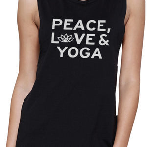 Peace Love Yoga Muscle Tee Yoga Work Out Tank Top Cute Yoga T-shirt - 365INLOVE