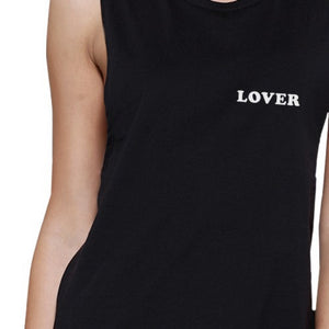 Lover Women's Black Muscle Top Cute Simple Quote Round-neck Top - 365INLOVE