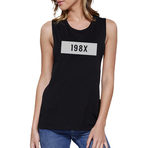 198X Women's Black Cute Design Muscle Tee Unique Graphic Funny Gift - 365INLOVE