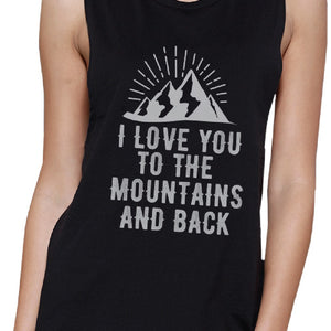 Mountain And Back Womens Black Round Neck Cute Design Tank Top - 365INLOVE