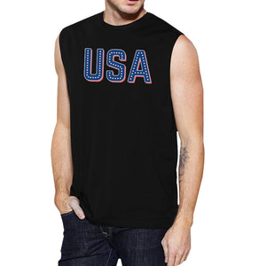 USA With Stars Mens Cotton Muscle Top Unique USA Letter Printed Top - 365INLOVE