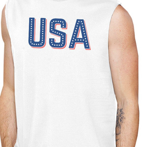 USA With Stars Mens Sleeveless Shirt Funny Independence Day Tanks - 365INLOVE