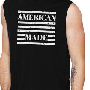 American Made Funny Mens Black Muscle Top For Independence Day - 365INLOVE