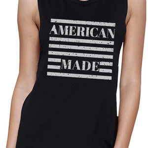 American Made Funny Womens Black Muscle Top For Independence Day - 365INLOVE