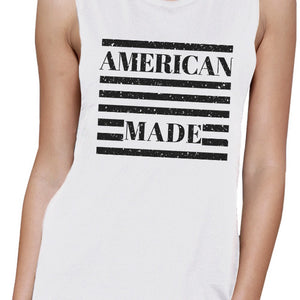 American Made Womens Cotton Muscle Tee Cute 4th Of July Design - 365INLOVE