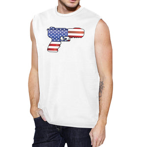 American Flag Pistol Mens Muscle Tee Unique Gift For Gun Supporters - 365INLOVE