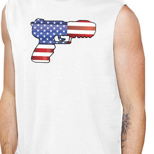 American Flag Pistol Mens Muscle Tee Unique Gift For Gun Supporters - 365INLOVE