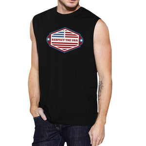 Respect The USA Mens Black Sleeveless Shirt Funny 4th Of July Shirt - 365INLOVE