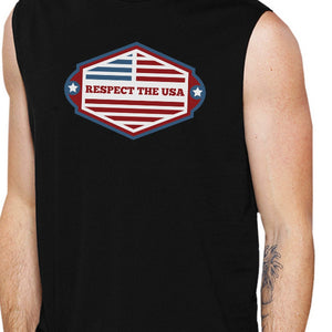 Respect The USA Mens Black Sleeveless Shirt Funny 4th Of July Shirt - 365INLOVE