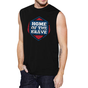 Home Of The Brave Black Cotton Unique Graphic Muscle Top For Men - 365INLOVE