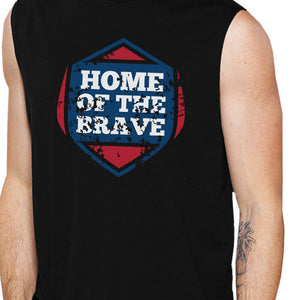 Home Of The Brave Black Cotton Unique Graphic Muscle Top For Men - 365INLOVE