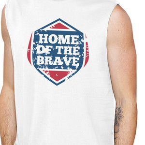 Home Of The Brave White Cotton Unique Graphic Muscle Top For Men - 365INLOVE