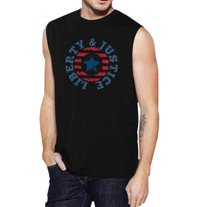 Liberty & Justice Black Cotton Graphic Muscle Tanks Gifts For Men - 365INLOVE