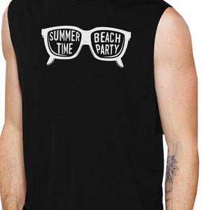 Summer Time Beach Party Mens Black Muscle Top