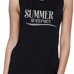 Summer Beach Party Womens Black Muscle Top