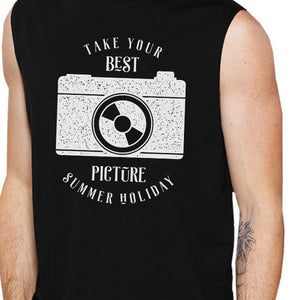 Take Your Best Picture Summer Holiday Mens Black Muscle Top