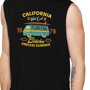 California Beaches Endless Summer Mens Black Muscle Top