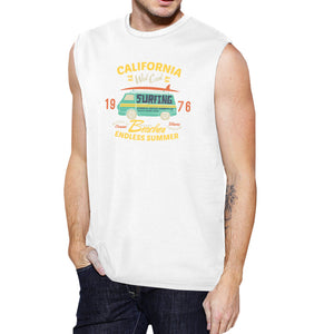 California Beaches Endless Summer Mens White Muscle Top