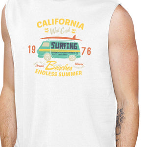 California Beaches Endless Summer Mens White Muscle Top