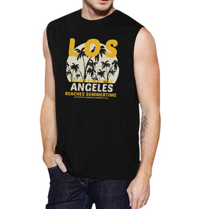 Los Angeles Beaches Summertime Mens Black Muscle Top