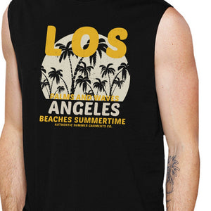 Los Angeles Beaches Summertime Mens Black Muscle Top