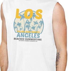 Los Angeles Beaches Summertime Mens White Muscle Top