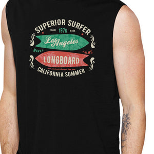 Superior Surfer Los Angeles Longboard Mens Black Muscle Top
