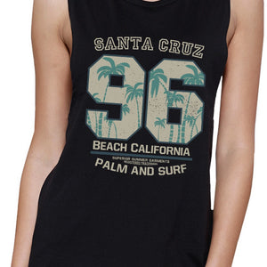 Santa Cruz Beach California Womens Black Muscle Top