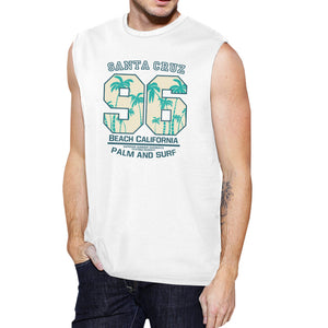 Santa Cruz Beach California Mens White Muscle Top