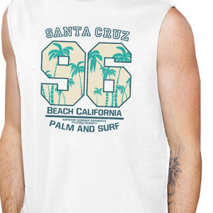 Santa Cruz Beach California Mens White Muscle Top