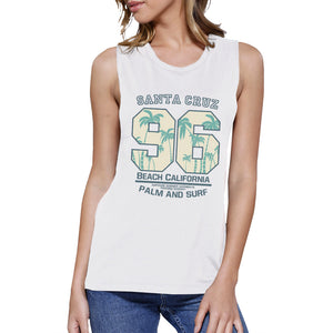 Santa Cruz Beach California Womens White Muscle Top