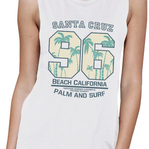 Santa Cruz Beach California Womens White Muscle Top