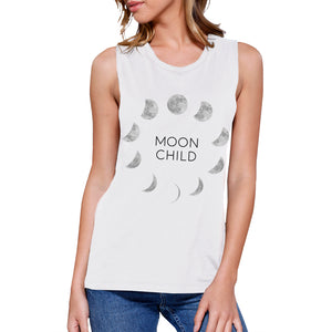 Moon Child Womens White Muscle Top