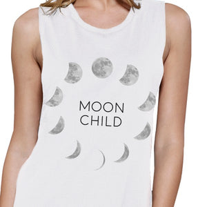 Moon Child Womens White Muscle Top