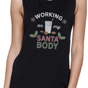 All The Jingle Ladies Womens Black Muscle Top