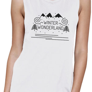 Winter Wonderland Womens White Muscle Top