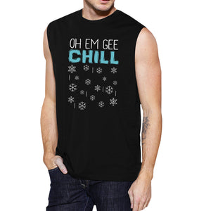 Oh Em Gee Chill Snowflakes Mens Black Muscle Top