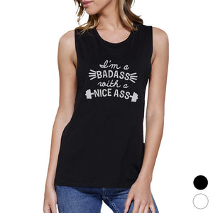 Bad Nice Ass Womens Cute Cotton Gym Tank Top Muscle Shirt For Her