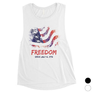 Freedom Since July 4th Outfit Womens Cute Workout Muscle Tank Top