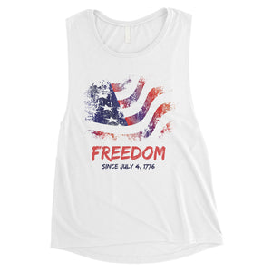 Freedom Since July 4th Outfit Womens Cute Workout Muscle Tank Top